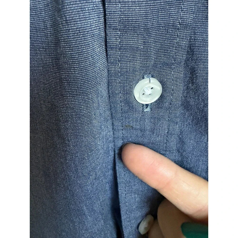 J.Crew Mercantile Flex Slim Button Down Shirt Mens Medium Blue Long Sleeve READ